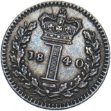 1840 Maundy Penny - Victoria British Silver Coin - Very Nice