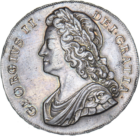 1739 Crown - George II British Silver Coin - Very Nice