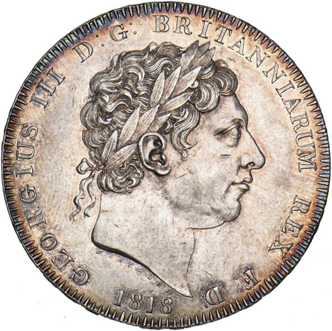 1818 LVIII Crown - George III British Silver Coin - Very Nice