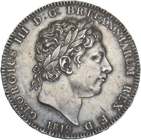 1819 LIX Crown - George III British Silver Coin - Very Nice