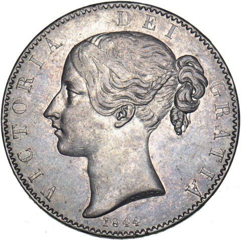 1844 Crown (Cinquefoil Stops) - Victoria British Silver Coin - Very Nice