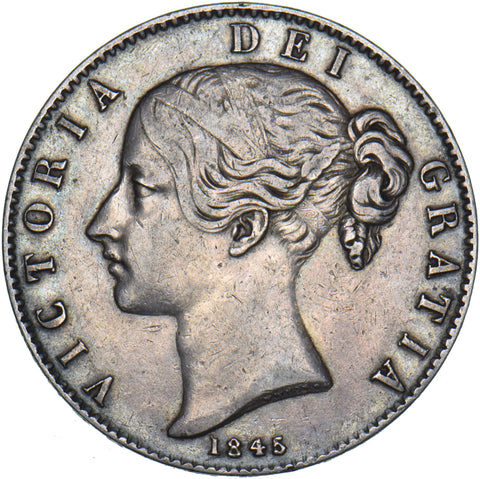 1845 Crown - Victoria British Silver Coin - Nice