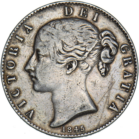 1845 Crown - Victoria British Silver Coin