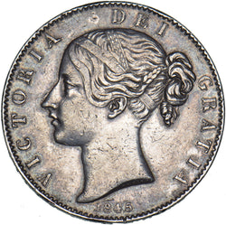 1845 Crown - Victoria British Silver Coin - Nice