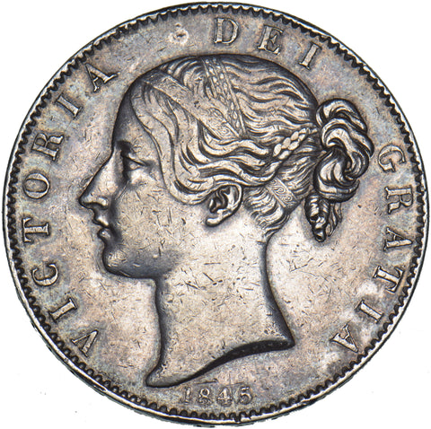 1845 Crown - Victoria British Silver Coin - Nice