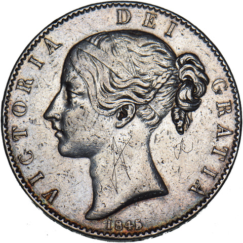 1845 Crown - Victoria British Silver Coin