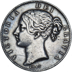 1847 Crown - Victoria British Silver Coin - Nice
