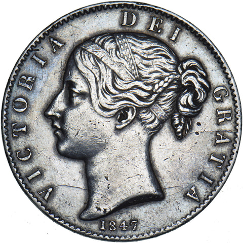 1847 Crown - Victoria British Silver Coin - Nice