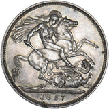1887 Crown - Victoria British Silver Coin - Very Nice