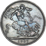 1887 Crown - Victoria British Silver Coin - Nice