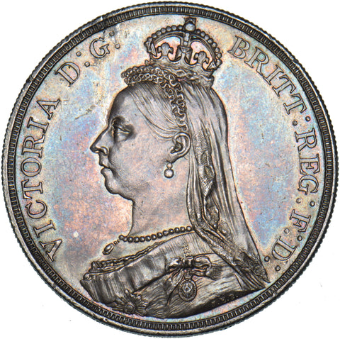 1887 Crown - Victoria British Silver Coin - Superb