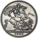 1887 Crown - Victoria British Silver Coin - Very Nice