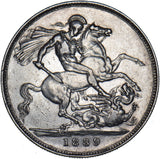 1889 Crown - Victoria British Silver Coin - Nice