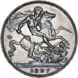 1897 LXI Crown - Victoria British Silver Coin - Nice