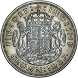 1937 Crown - George VI British Silver Coin - Very Nice