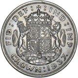1937 Crown - George VI British Silver Coin - Superb