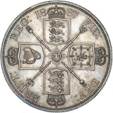 1887 Double Florin (Roman 1) - Victoria British Silver Coin - Very Nice