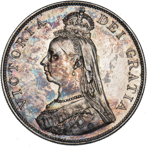 1887 Double Florin (Arabic 1) - Victoria British Silver Coin - Very Nice
