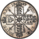 1887 Double Florin (Arabic 1) - Victoria British Silver Coin - Very Nice