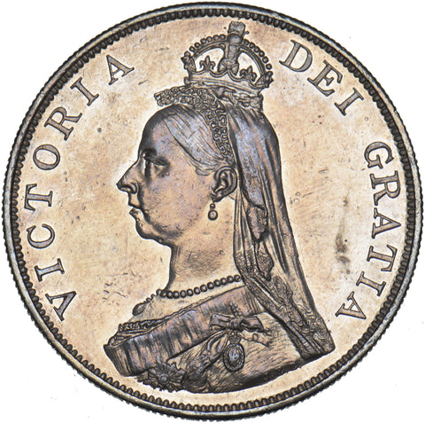 1887 Double Florin (Arabic 1) - Victoria British Silver Coin - Very Nice