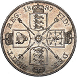 1887 Double Florin (Arabic 1) - Victoria British Silver Coin - Very Nice