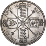 1887 Double Florin (Roman 1) - Victoria British Silver Coin - Superb