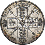 1889 Double Florin - Victoria British Silver Coin - Nice