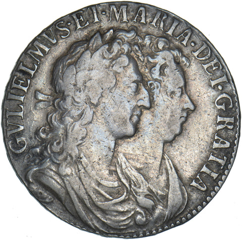 1689 Halfcrown - William & Mary British Silver Coin - Nice