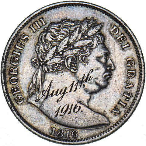 1816 Halfcrown - George III British Silver Coin - Nice