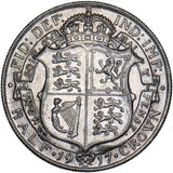 1917 Halfcrown - George V British Silver Coin - Very Nice