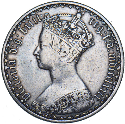 1879 Gothic Florin - Victoria British Silver Coin - Nice