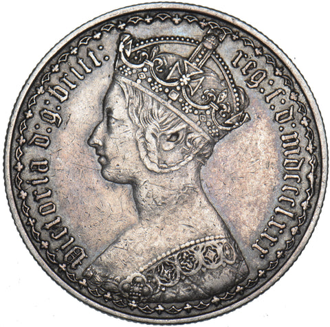 1880 Gothic Florin - Victoria British Silver Coin - Nice