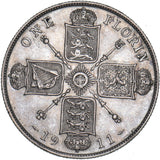 1911 Florin - George V British Silver Coin - Nice