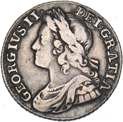 1739 Shilling - George II British Silver Coin - Nice