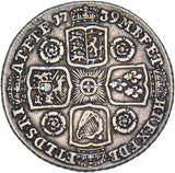 1739 Shilling - George II British Silver Coin - Nice