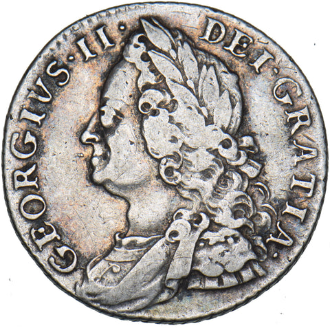 1750 Shilling (Rev. Scratches) - George II British Silver Coin