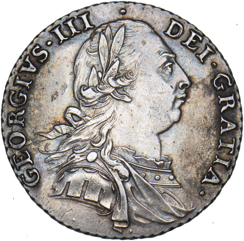 1787 Shilling - George III British Silver Coin - Very Nice