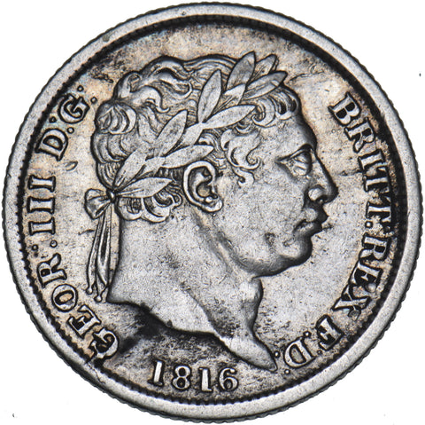 1816 Shilling - George III British Silver Coin - Nice