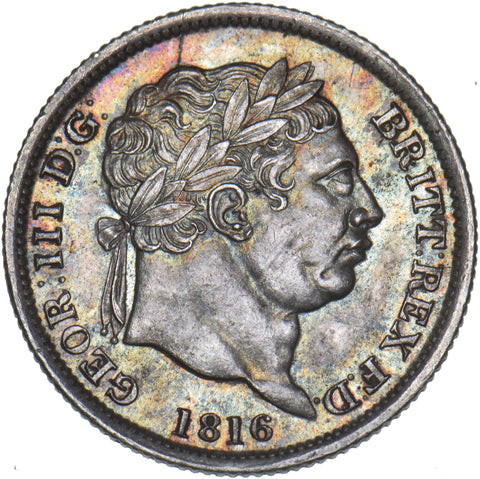 1816 Shilling - George III British Silver Coin - Very Nice