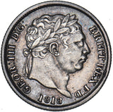 1818 Shilling - George III British Silver Coin - Nice