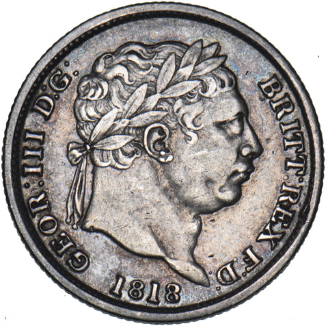 1818 Shilling - George III British Silver Coin - Nice