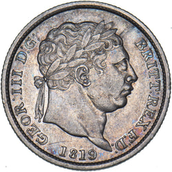 1819 Shilling (9 Over 8) - George III British Silver Coin - Nice