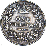 1881 Shilling - Victoria British Silver Coin - Nice