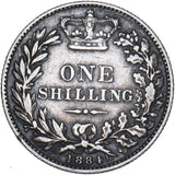 1884 Shilling - Victoria British Silver Coin - Nice