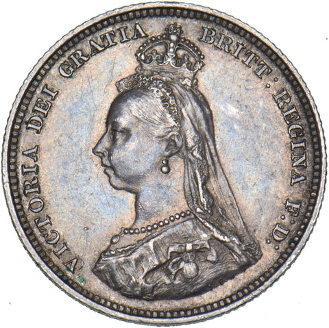 1887 Shilling - Victoria British Silver Coin - Very Nice