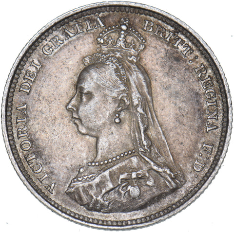 1887 Shilling - Victoria British Silver Coin - Very Nice