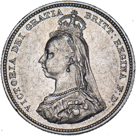 1887 Shilling - Victoria British Silver Coin - Very Nice