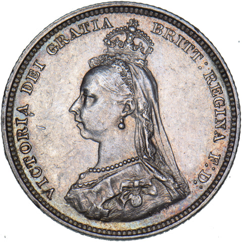 1888 Shilling (8 Over 7) - Victoria British Silver Coin - Very Nice