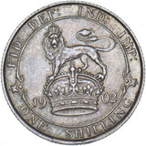 1902 Shilling - Edward VII British Silver Coin - Very Nice