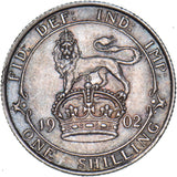 1902 Shilling - Edward VII British Silver Coin - Very Nice